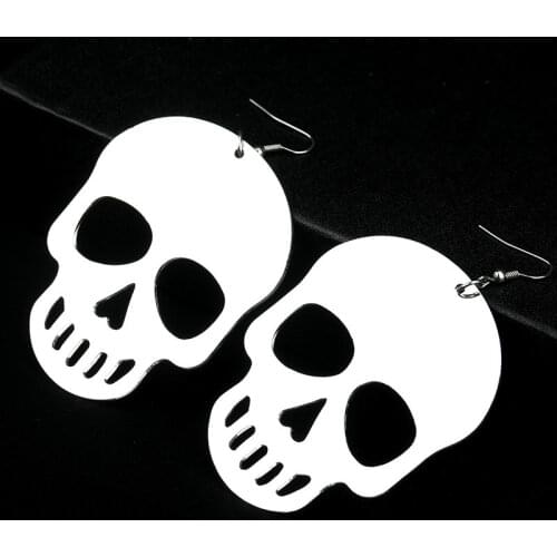 2021 New Mirror Acrylic Skull Pendant Skeleton Earrings Punk Cool Dangle Earrings for Women Halloween Fashion Jewelry Duftgold