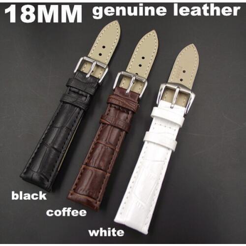 Wholesale 10PCS / lot High quality 18MM genuine cow leather Watch band watch strap coffee,black,white color available -WB0004