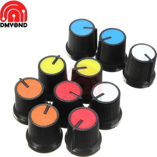 20pcs Knob Plastic For Rotary Taper Potentiometer Hole Volume Control Controller Black Caps Diy 6mm For WH148