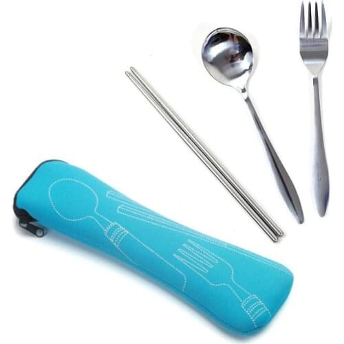 Portable Lunch Tableware Cutlery Set Stainless Steel Spoon Fork Travel Outdoor Knife Tableware Dining Canteen Dinnerware Sets