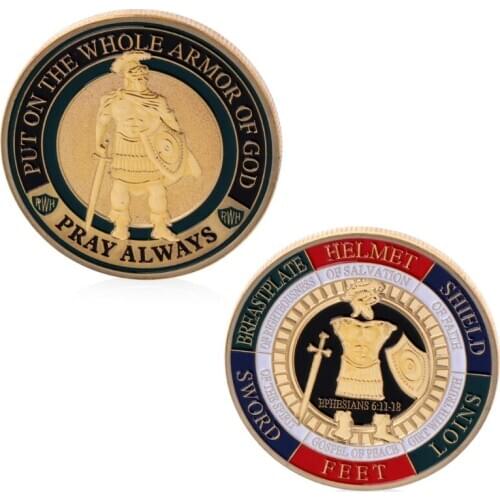Gold Plated Put On The Whole Armor Of God Commemorative Challenge Coin Souvenir