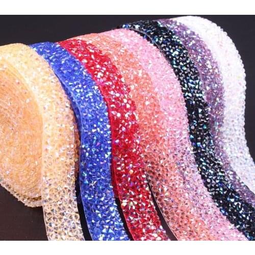 Prajna 1 Yard Rhinestone Tape 1.5cm Sewing Trim Crystal Motif Strass Hot Fix Rhinestone Decoration Iron On Appliques For Dresses