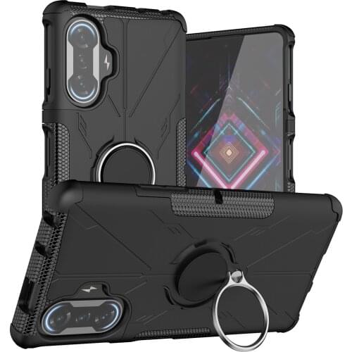 Shockproof Armor Case For Xiaomi Redmi K40 Gaming POCO F3 GT Magnetic Metal Ring Stand Holder Soft TPU Bumper Hard PC Back Cover