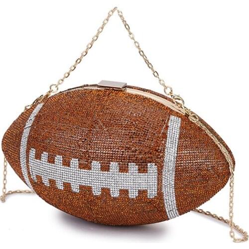 Luxury Diamond Rugby Design Party Evening Bag Dinner Clutch Bag for Women Girl Shoulder Chain Bag Purses and Handbags Bag Wallet