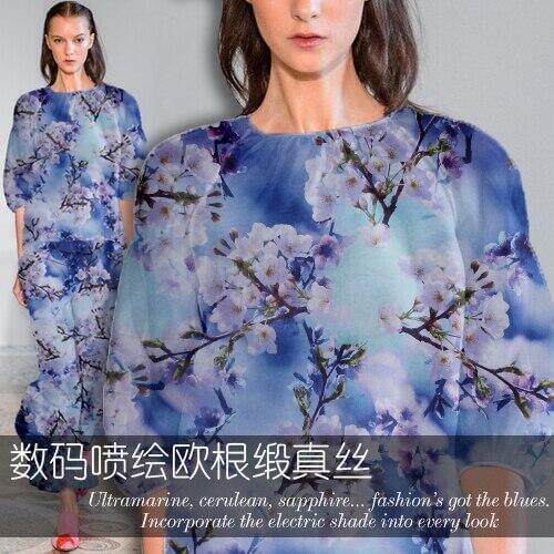 Luxury digital inkjet custom silk organza satin fabric crisp silk fabric for dress chinese silk fabric fabric silk organza