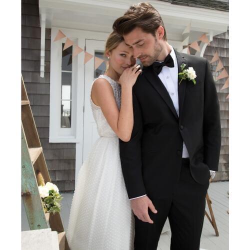 Custom Made Groom Tuxedo Trajes De Novio,Bespoke Black Suits with double welt pocket,2 Buttons Notch lapel,Wedding Suits for men