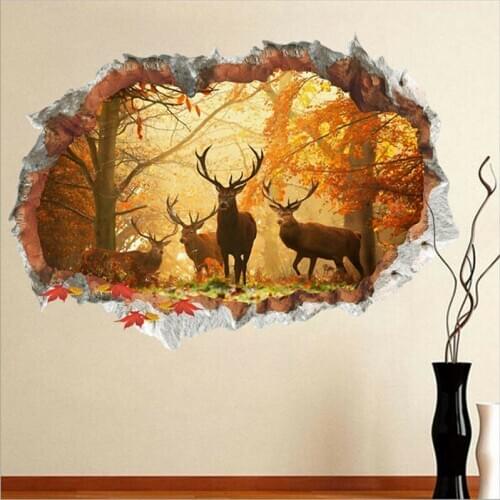 US STOCK Wall Decal Sticker Forest deer elk buck head forest animal hunting