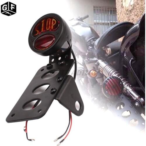 Motorcycle License Plate STOP Side Mount Bracket Taillight 12V Brake Tail Light For Harley Choppers Sportster Bobber Nightster