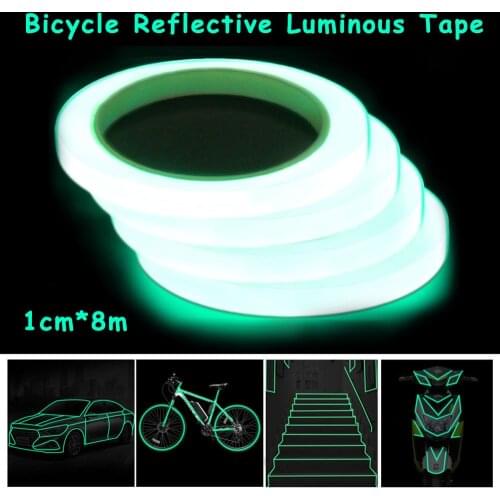 Bicycle Luminous Reflective Tape Sticker Outdoor Road Safety Tapes 1cm*8m DIY Riding Warning Glow Dark Night Reflective Sticker