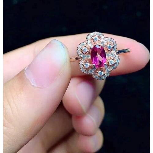 Vintage 925 Silver Garnet Ring for Party 4mm*6mm Natural Garnet Silver Ring Sterling Silver Garnet Jewelry Gift for Wife