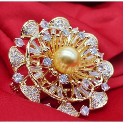 Flower micro brooch gold ladies wedding brooch sweater accessories brooch buckle large half flower ball