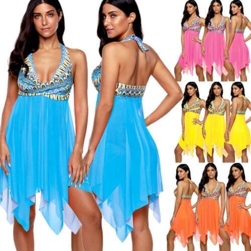 Women Swimwear 2020 Summer 2 Piece Suit Push Up Padded Bikinis High Waisted Plus Size Swimdress Swimsuit Swimming Suit Beachwear