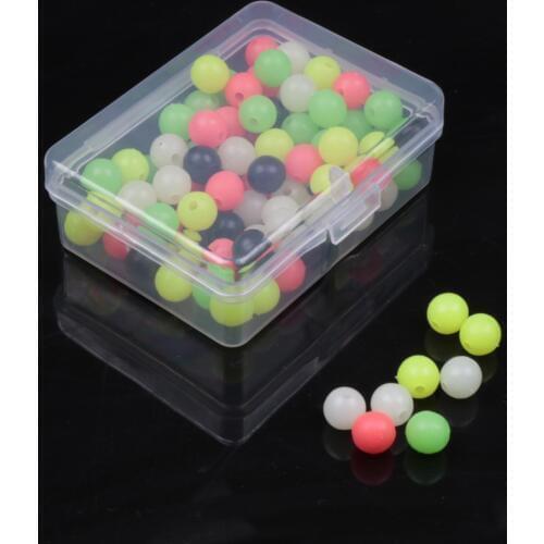 100pcs/box 6/8mm Fishing Floats Beads Luminous Light Plastic Glowing Balls Fishing Bait Fishing Accessories Set