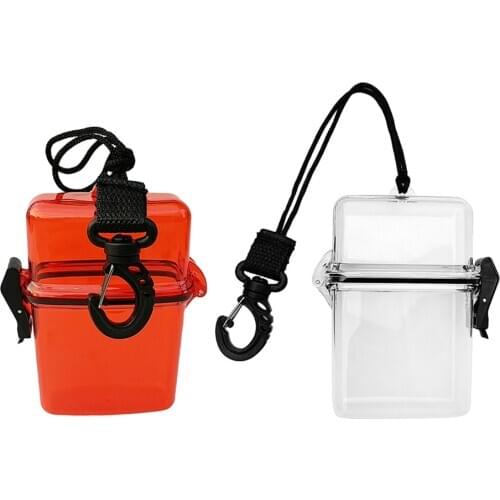 2 Pieces Waterproof Dry Box Container & Lanyard, Clip for Scuba Diving Surfing Kayak Swim Beach Water Sports
