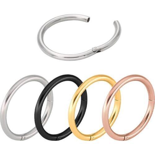 2 Pieces Lip Ear Nose R ings Cartilage Septum R ing Hoop Earring Steel Segment Clip on Helix Tragus Earring