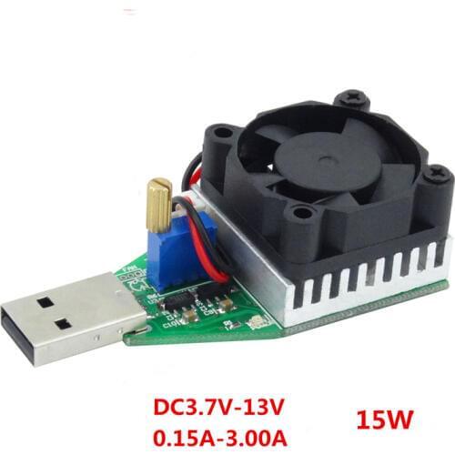 2pcs USB Electronic Load Constant Current resistor 15W Mobile Power Tester meter Adjustable capacity with fan
