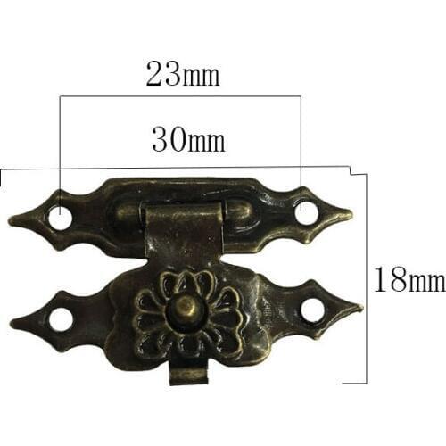 20pcs Tin Hardware Gold/Bronze box Buckle Jewelry Box Latches Latch 30*18mm Mini Box Hardware Lock Bronze Antique For Retro Hasp
