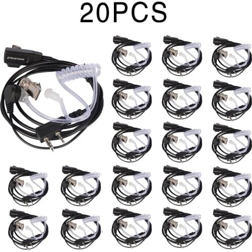 20PCS Zastone Walkie Talkie Earpiece 2 Pin K Plug PTT Air Acoustic Tube Earphone Portable Radio Headset Headphone for Baofeng