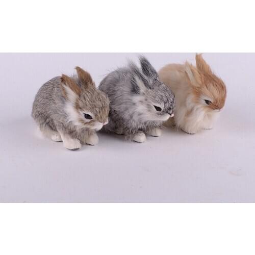 3 pieces a lot simulation rabbit toys polyethylene&furs cute rabbit model dolls gift about 13cm 1301