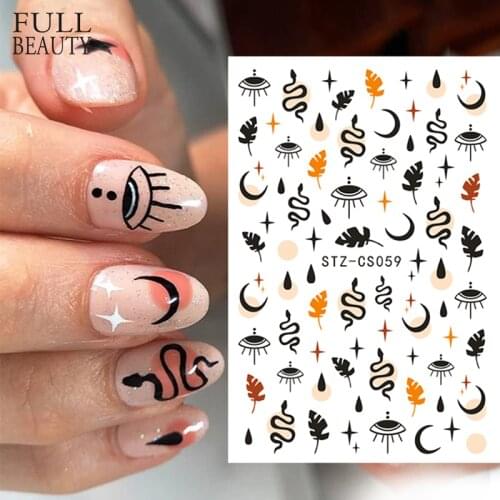 3D Manicure Nail Sticker Decals Halloween Black Snake Leaf Magic Inspired Funny Nail Art Design For Sliders Decoration CHSTZCS05
