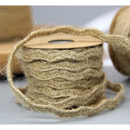 5m/roll 6mm Braided Hemp Rope Ribbon Jute Burlap DIY Rustic Wedding Christmas Birthday Party Decoration Gift Wrapping Supplies