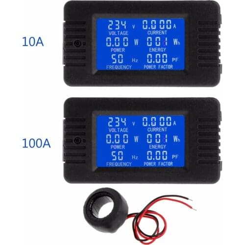 6in1 Digital AC 80~260V Power Energy Monitor Voltage Current KWh Watt Meter 100A