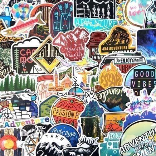 65Pcs/Pack Hiking Travel Stickers Adventure Outdoor Wildness Landscape Waterproof PVC Decal For Car Laptop Suitcase