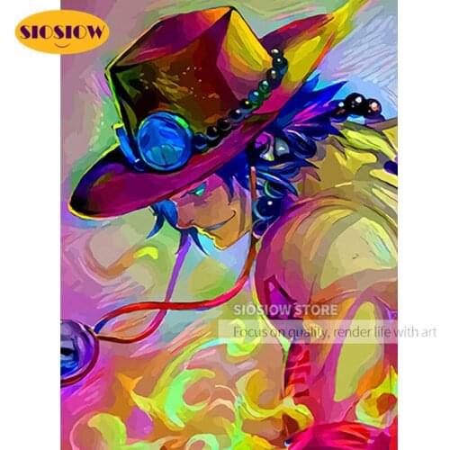 5D DIY Anime Diamond Painting One Piece Figure Portgaz D Ace Crystal Full Square 3D Daimond Embroidery Mosaic Cross-stitch Gifts