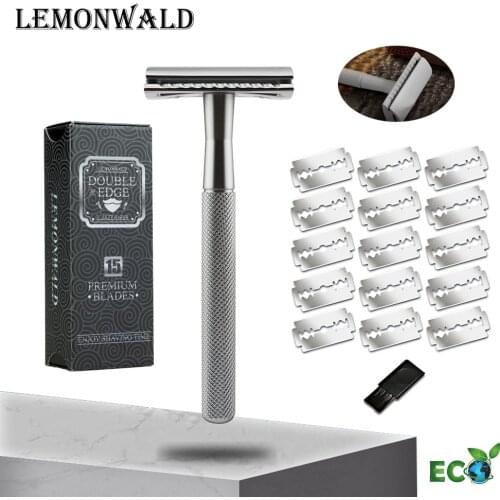 Lemonwald Dark Silver Double-Edged Safety Wet Razor Is A Special Gift For Male Friends, With 5 High-Quality Blades