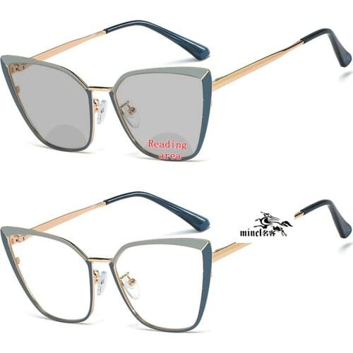 Bifocal Reading Glasses with Photochromic Lenses, Bifocal Reader for Women and Men, Vintage Cat Eye Frame NX