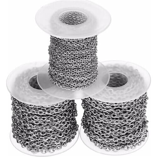 LOULEUR 10yards/roll2.5/3/4mm Stainless Steel Necklace Chains Bulk Fit Necklaces Bracelets Link Chain Jewelry Making Findings