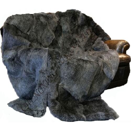 CX-D-08C High Quality Winter Handmade Fashion Genuine Rabbit Fur Carpet Blanket