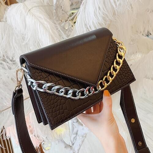 Womens Designer Luxury Handbag Crossbody Bags for Women 2021 PU Leather Solid Color Crocodile pattern Shoulder Messenger Bag