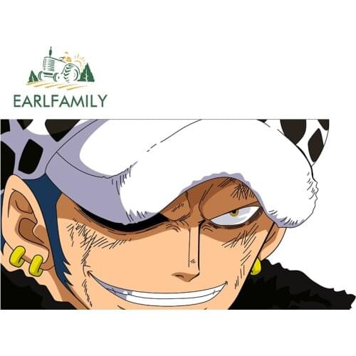 EARLFAMILY 13cm x 6.9cm for Trafalgar Law Car Stickers Vinyl Waterproof Anime Personality Windshield Trunk Vehicle Bumper Decal