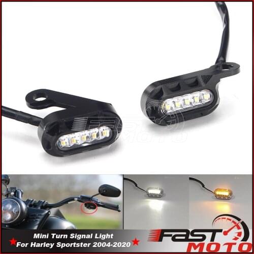 Amber/White Front Running Light Turn Signal LED For Harley Sportster SuperLow XL1200 833 Turn Indicator Lamp Brake Blinker 04-20