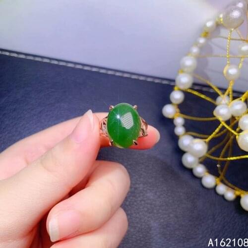 Fine Jewelry 925 Sterling Silver Inset With Natural Large Gem Womens Luxury Classic Oval Jasper Adjustable Ring Support Detecti