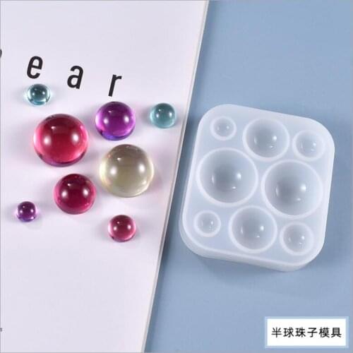 Crystal Epoxy Resin Mold Half Ball Beads Oblate Cabochon Pendant Silicone Mould DIY Crafts Jewelry Casting Tool