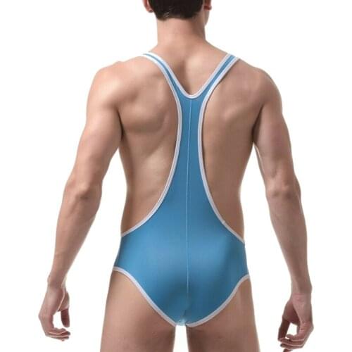 Men Undershirts See Through Ultra-Thin One-Piece Bodysuit Men Jumpsuit Underwear Sexy Fitness Wrestling Singlet Men Bodysuits