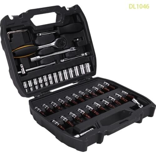 Deli 6.3mm Series Sleeve 46-Piece Set Made Of Chrome Vanadium Steel, Easy To Carry, Used In Auto Parts, Electrical Industry