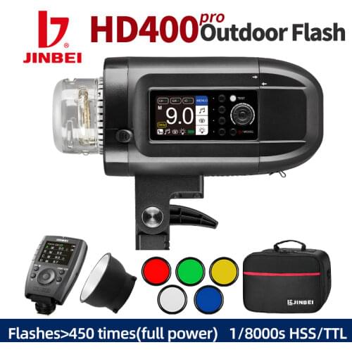 JINBEI HD-400Pro Battery Monolight 0.9s Quick Recycling Flash AC/DC Dual Use TTL HSS 1/8000S High Speed for Commercial Shoot