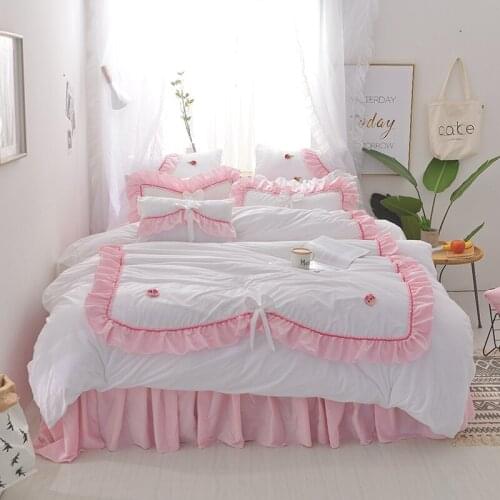 2017 New Luxury Fleece fabric Luxury Bedding set Ruffles design princess Bed set King Queen Size Duvet cover Bed skirt set