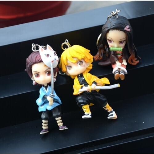 NEW Anime Jump Comic Kimetsu No Yaiba Demon Slayer PVC doll Model Toys Key buckle Gift 7CM