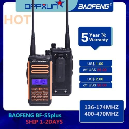 Baofeng BF-S5plus 3000mAh IP67 128 Channel Land and Sea LED Waterproof UV Dual Frequency Two-way Handheld Radio Walkie-Talkie