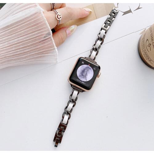 Thin women Stainless Steel watch band for apple watch 6/se/5/4 40mm 44mm band Luxury girl strap for iwatch 3/2/1 38mm 42mm loop