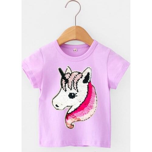 Cartoon Unicorn Family Matching Outfits Toddler Kids Girls Party Tops Summer Short Sleeve Casual T-shirts For Girl Baby Clothes