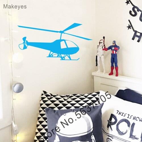Makeyes Helicopter Cute Wall Decal Boys Kids Bedroom Warm Decor Wall Sticker Airplane Pattern Vinyl Wall Decals Children Q635