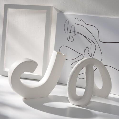 Nordic Creative Simple Ceramic Vase Home Decoration Living Room Arrangement Ins White Vegetarian Flower Pot Craft Gift