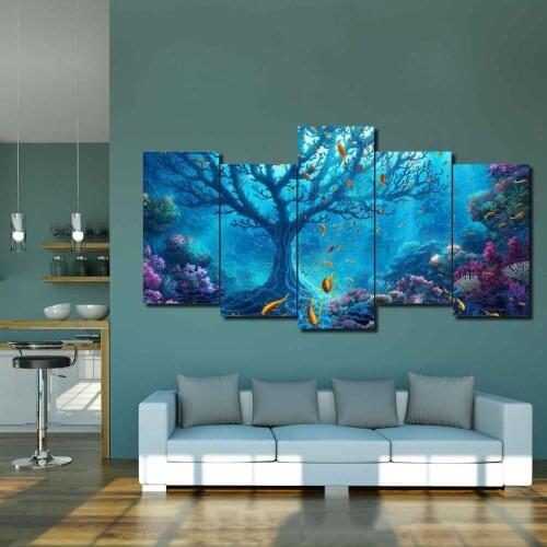 Modern Canvas Prints Pictures Wall Art Fantasy Sea Underwater Animals Landscape Paintings Living Room Decor Poster Modular Frame