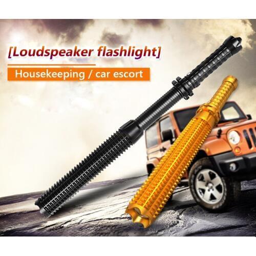 Telescopic baton self defense flashlight led 18650 battery rechargeable car torch lamp waterproof zoom no electric shock light