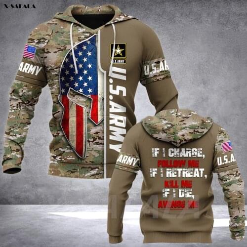 USA Army If I Retreat Kill Me 3D Printed Hoodie Man Female Zipper Pullover Sweatshirt Hooded Jersey Streetwear Tracksuit
